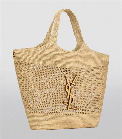 ysl basket raffia tote bag|ysl icare in raffia.